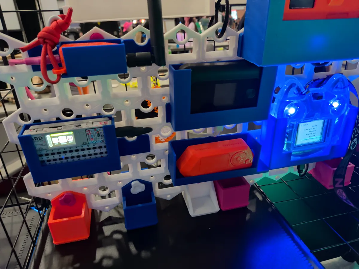 3d printed modular shelfing holding different example gear